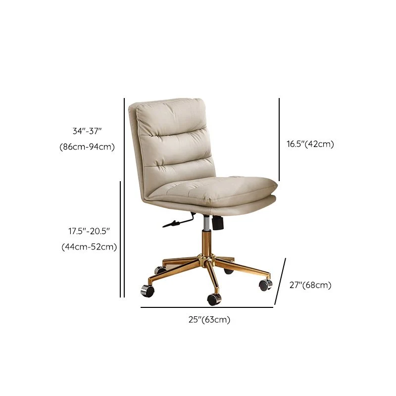Chaise de bureau moderne en cuir, chaise d'ordinateur à dossier moyen avec roulettes/sans roulettes Clearhalo