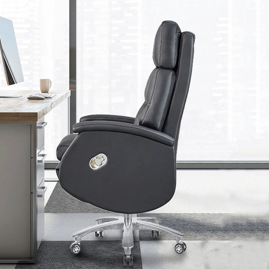 Chaise de bureau moderne en cuir, chaise d'ordinateur à dossier haut avec roulettes Clearhalo