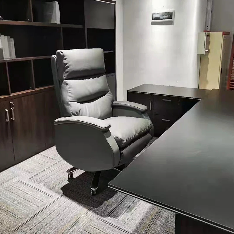 Chaise de bureau moderne en cuir, chaise d'ordinateur à dossier haut avec roulettes Clearhalo