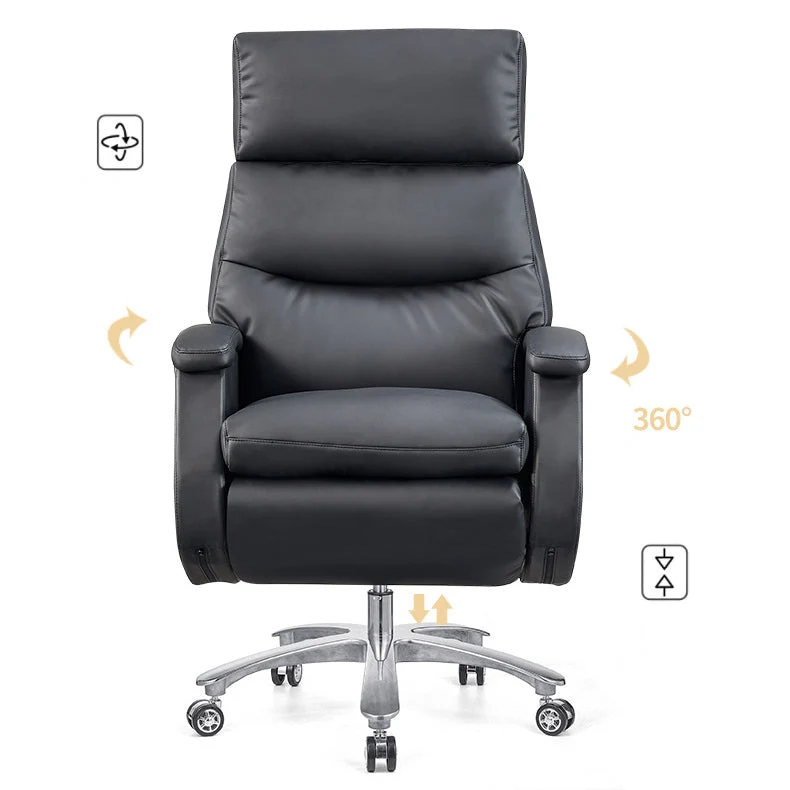 Chaise de bureau moderne en cuir, chaise d'ordinateur à dossier haut avec roulettes Clearhalo