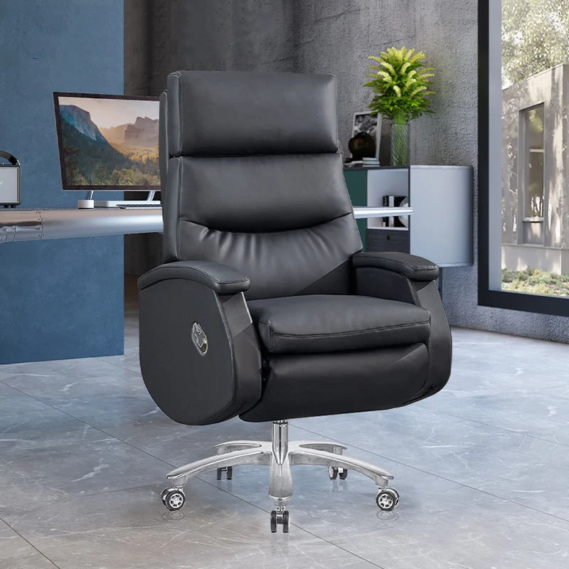 Chaise de bureau moderne en cuir, chaise d'ordinateur à dossier haut avec roulettes Clearhalo