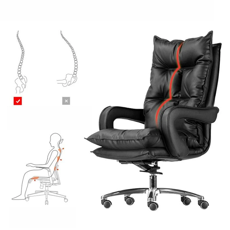 Chaise de bureau moderne en cuir, chaise d'ordinateur à dossier haut, rose/noir/blanc Clearhalo