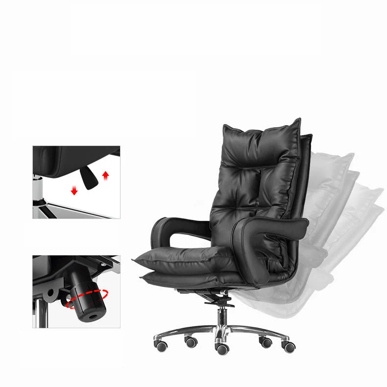 Chaise de bureau moderne en cuir, chaise d'ordinateur à dossier haut, rose/noir/blanc Clearhalo