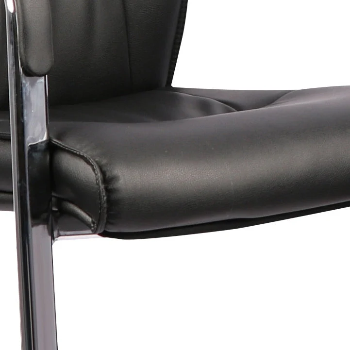 Chaise de bureau moderne en cuir, chaise d'ordinateur à dossier moyen, noir Clearhalo