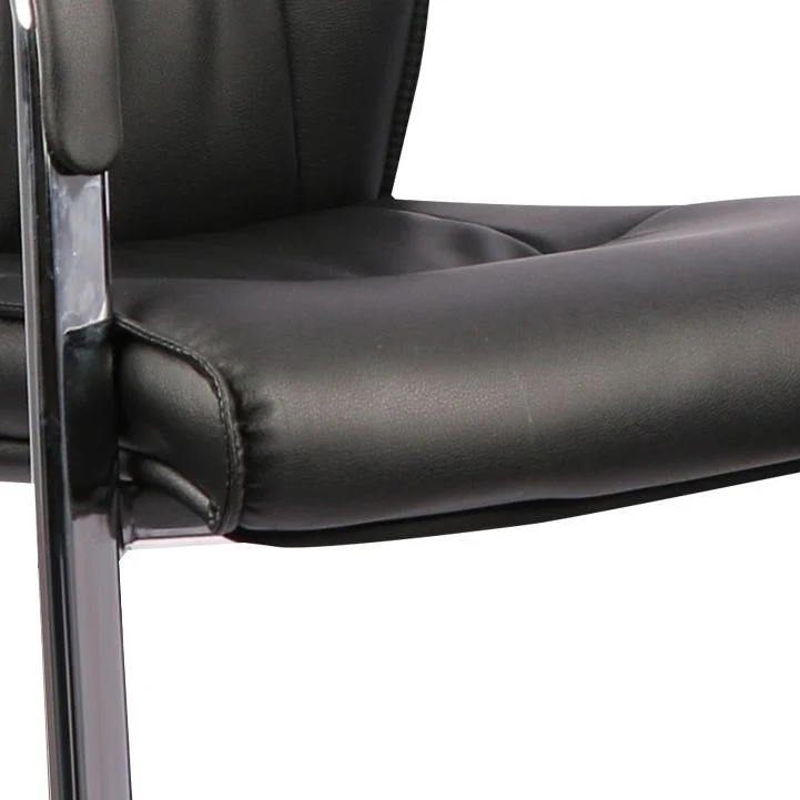 Chaise de bureau moderne en cuir, chaise d'ordinateur à dossier moyen, noir Clearhalo