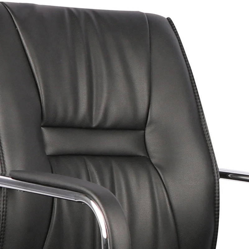 Chaise de bureau moderne en cuir, chaise d'ordinateur à dossier moyen, noir Clearhalo