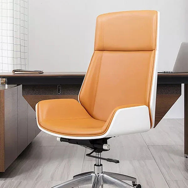 Chaise de bureau moderne en cuir, chaise d'ordinateur à dossier haut, avec roulettes Clearhalo