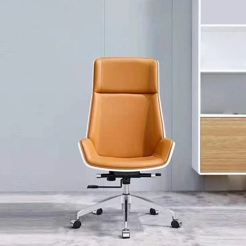 Chaise de bureau moderne en cuir, chaise d'ordinateur à dossier haut, avec roulettes Clearhalo