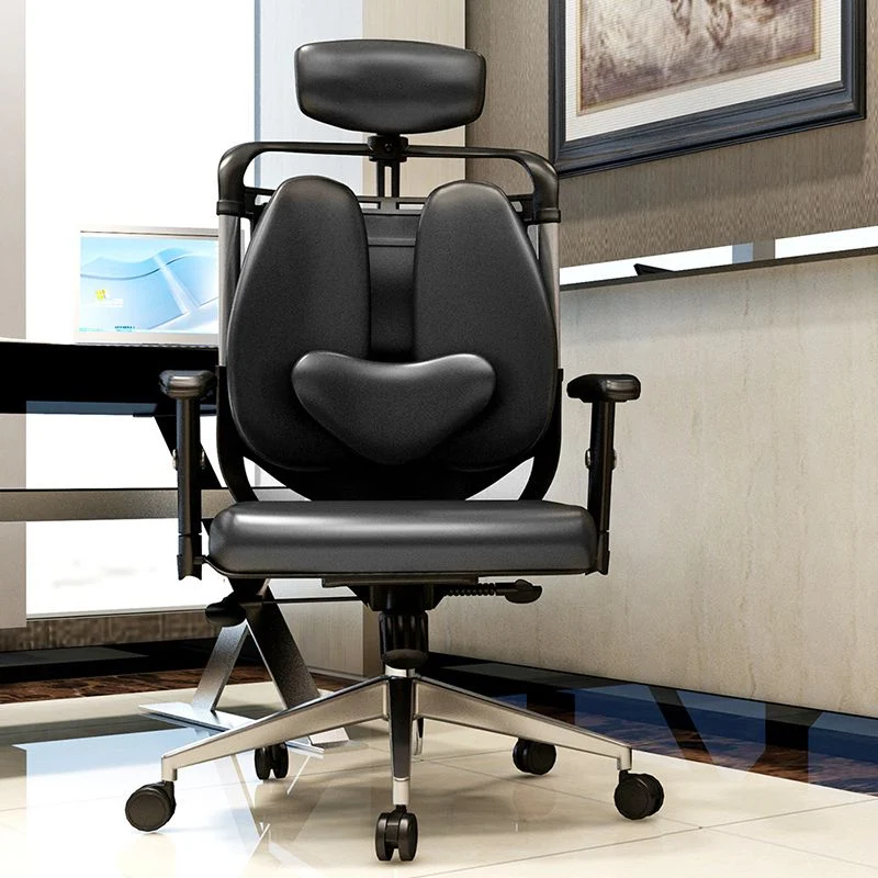 Chaise de bureau moderne en cuir, chaise d'ordinateur, chaise de direction avec roulettes Clearhalo