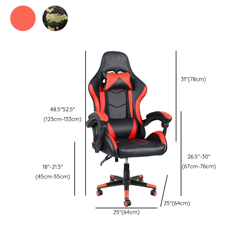 Chaise de bureau moderne en cuir, chaise de jeu ergonomique à dossier haut avec roulettes Clearhalo