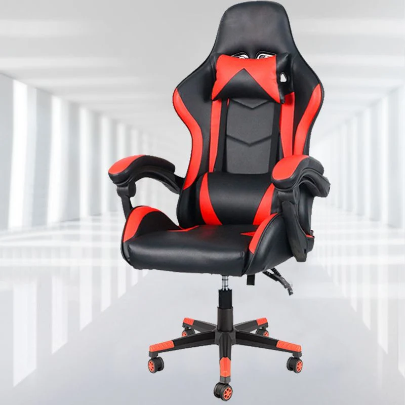 Chaise de bureau moderne en cuir, chaise de jeu ergonomique à dossier haut avec roulettes Clearhalo