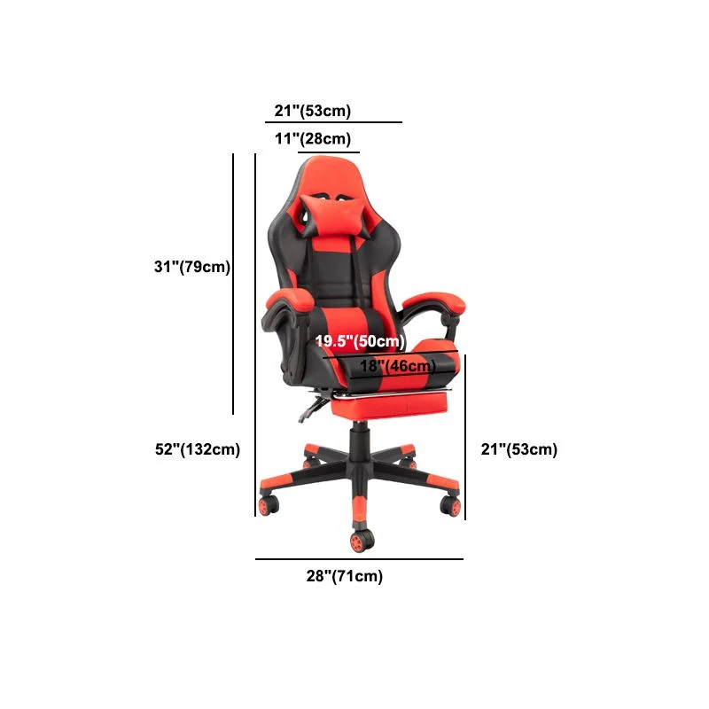 Chaise de bureau moderne en cuir, chaise de jeu à dossier haut avec roulettes Clearhalo