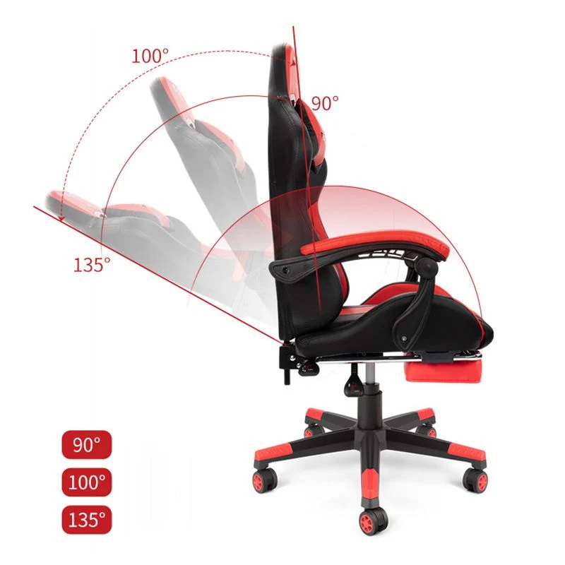 Chaise de bureau moderne en cuir, chaise de jeu à dossier haut avec roulettes Clearhalo