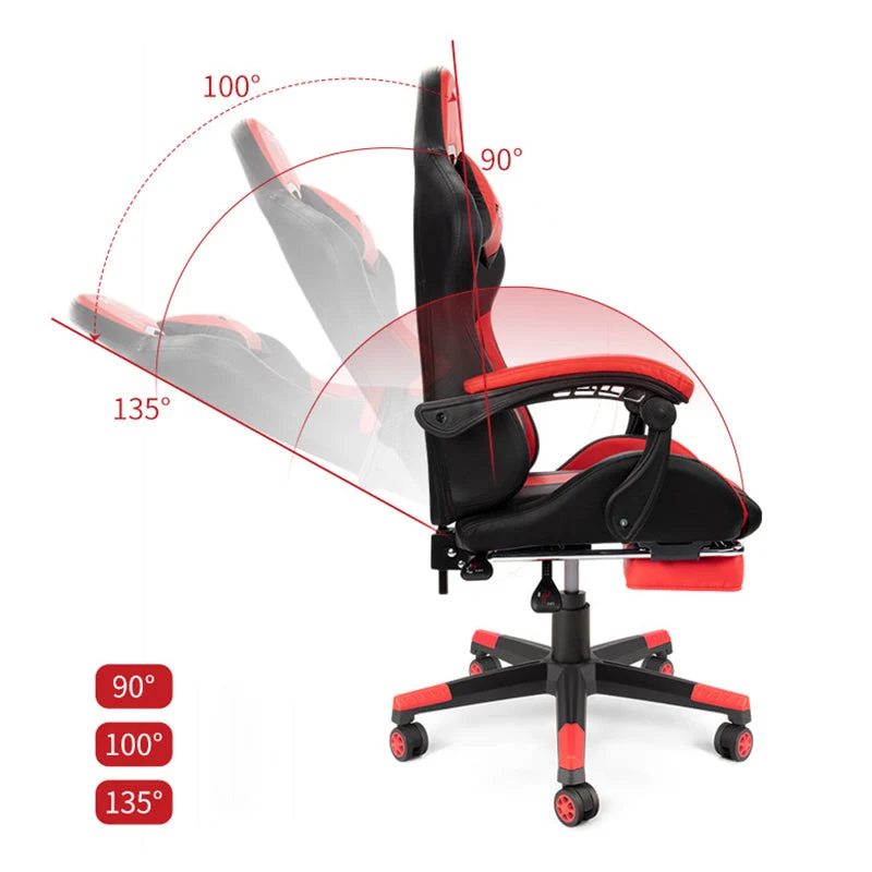 Chaise de bureau moderne en cuir, chaise de jeu à dossier haut avec roulettes Clearhalo