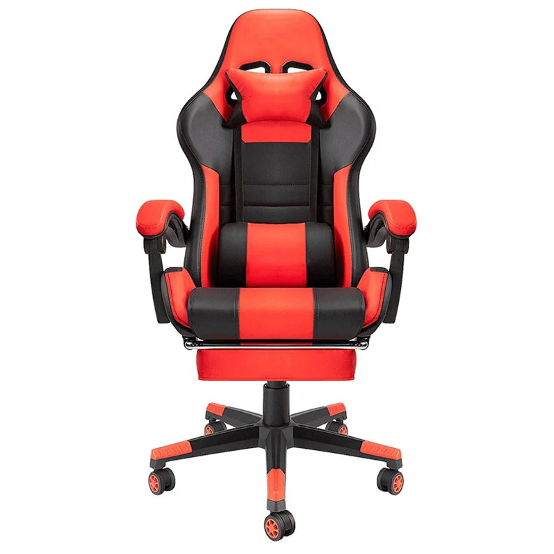 Chaise de bureau moderne en cuir, chaise de jeu à dossier haut avec roulettes Clearhalo