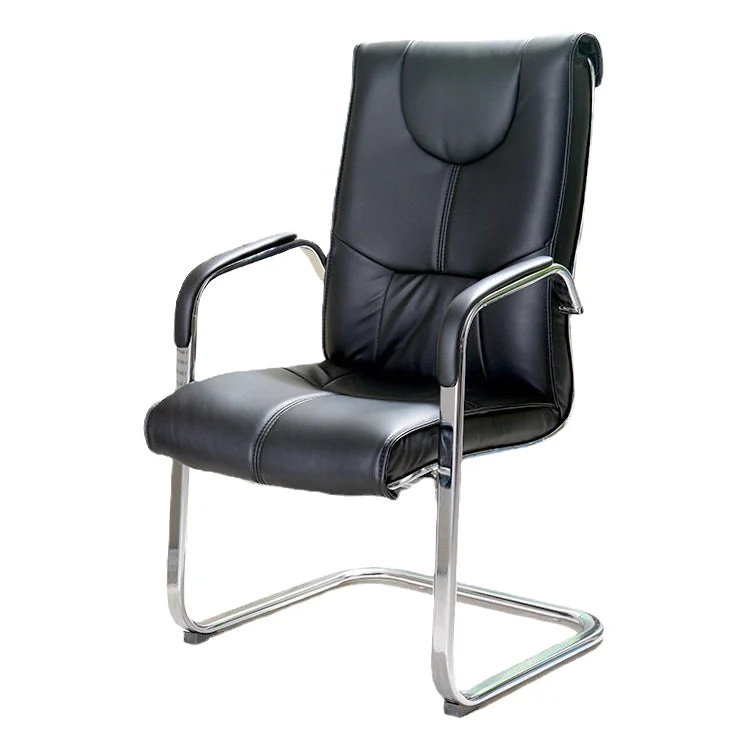 Chaise de bureau moderne en cuir à dossier haut avec accoudoirs inclus, noir/marron Clearhalo