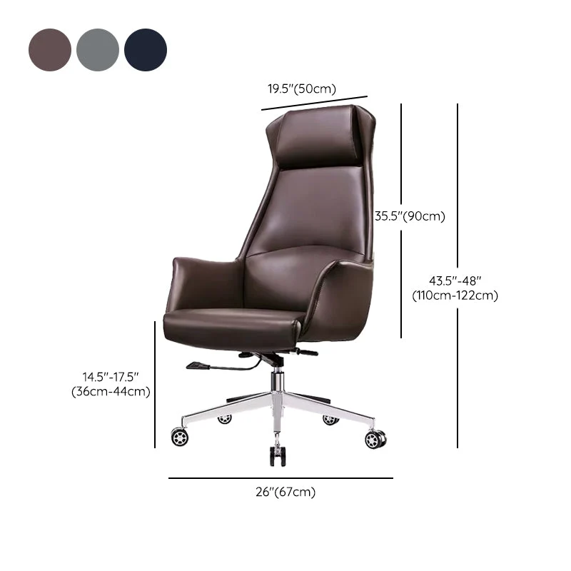 Chaise de bureau moderne en cuir à dossier haut, chaise d'ordinateur avec roulettes Clearhalo