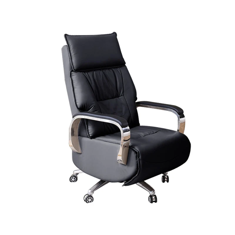 Chaise de bureau moderne en cuir à hauteur de siège réglable avec roulettes Clearhalo