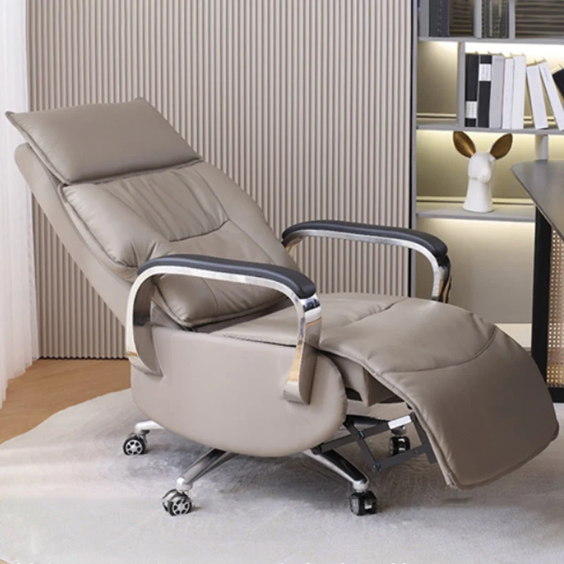 Chaise de bureau moderne en cuir à hauteur de siège réglable avec roulettes Clearhalo