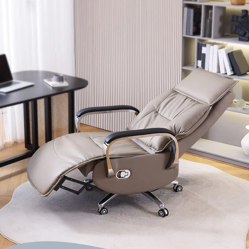 Chaise de bureau moderne en cuir à hauteur de siège réglable avec roulettes Clearhalo