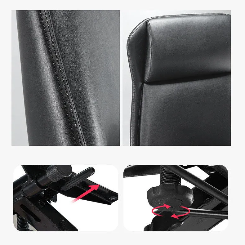 Chaise de bureau moderne en cuir noir avec chaise de bureau à domicile à dossier haut Clearhalo