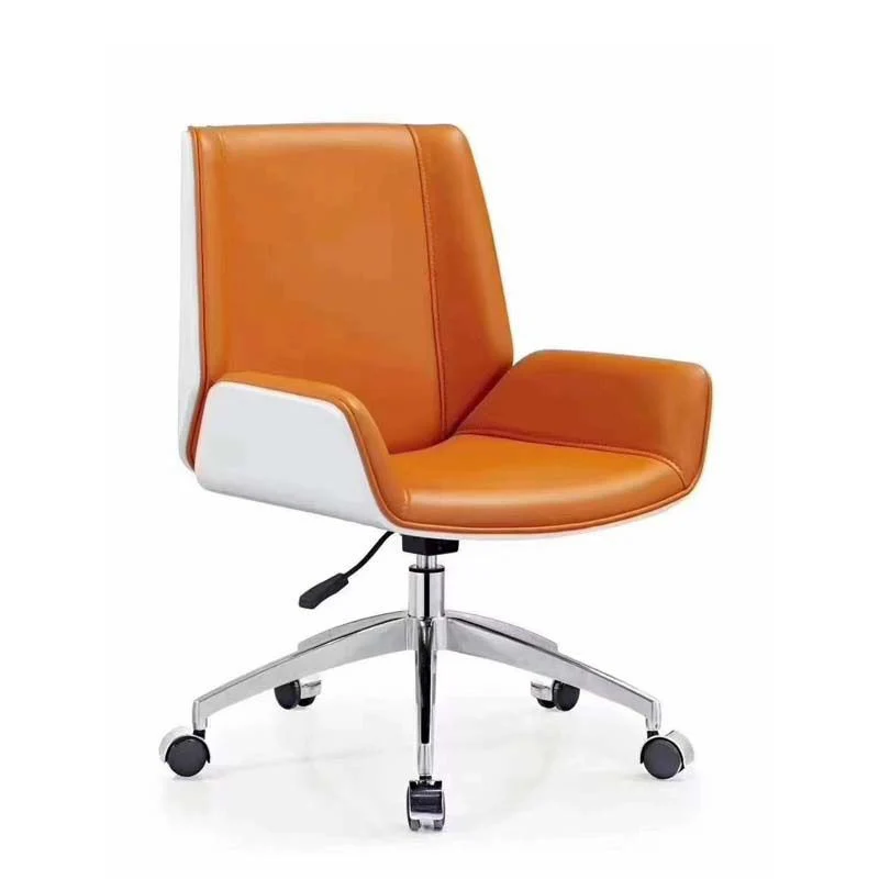 Chaise de bureau moderne en cuir noir avec chaise de bureau à domicile à dossier moyen Clearhalo