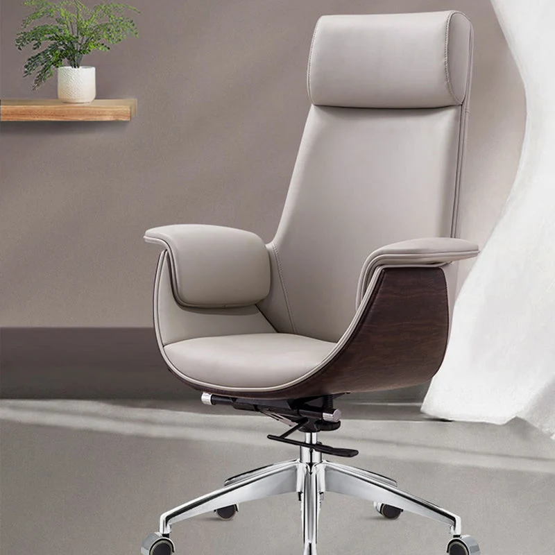 Chaise de bureau moderne en cuir, siège réglable en hauteur, chaise pivotante avec roulettes Clearhalo