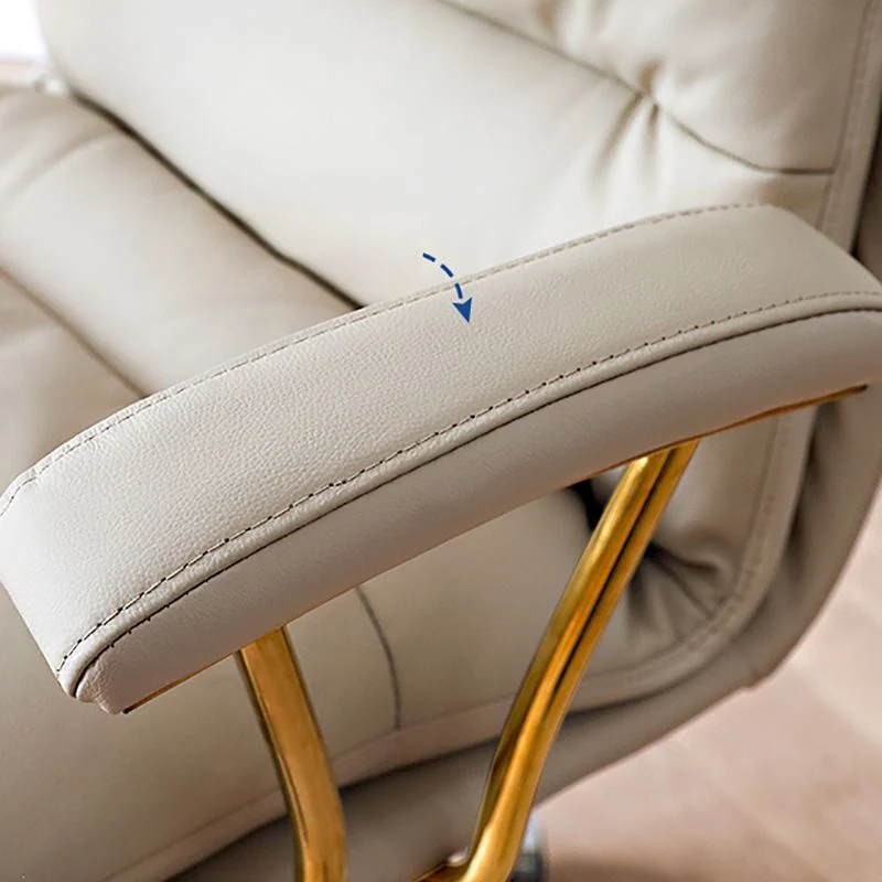 Chaise de bureau moderne en cuir, siège réglable en hauteur, bras rembourrés, chaise pivotante avec roulettes Clearhalo