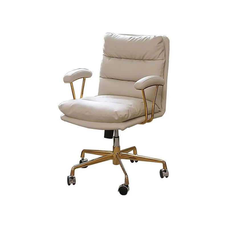 Chaise de bureau moderne en cuir, siège réglable en hauteur, bras rembourrés, chaise pivotante avec roulettes Clearhalo