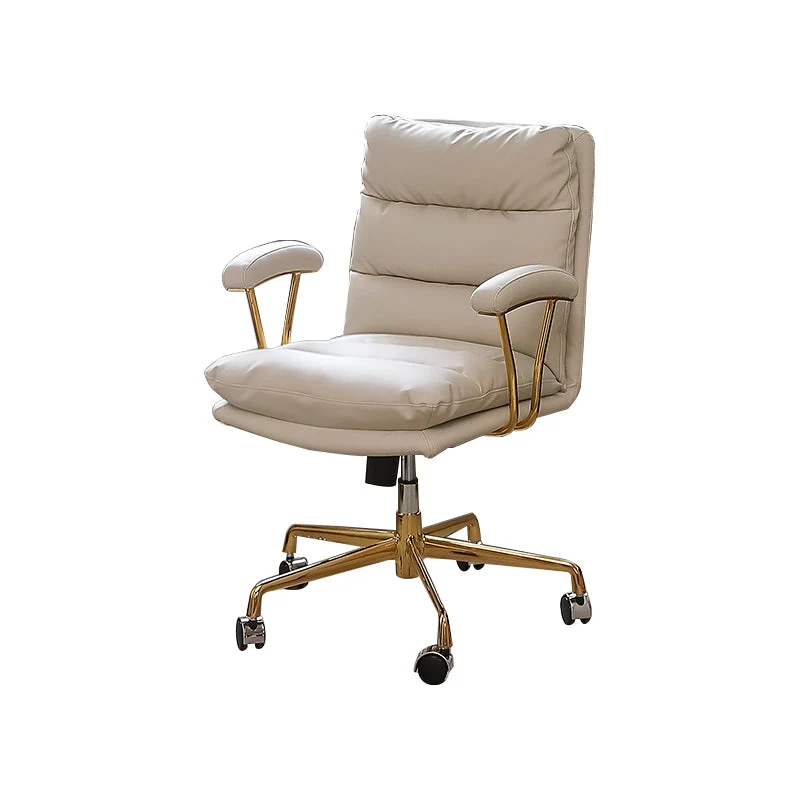 Chaise de bureau moderne en cuir, siège réglable en hauteur, bras rembourrés, chaise pivotante avec roulettes Clearhalo