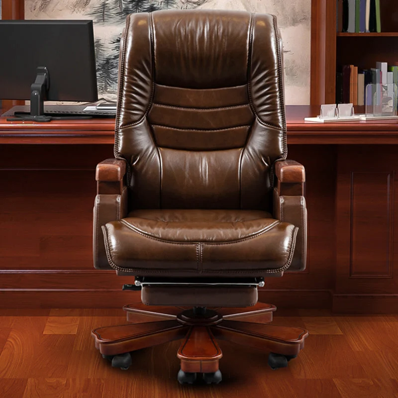 Chaise de bureau moderne en cuir, siège réglable en hauteur, chaise coulissante avec roulettes Clearhalo