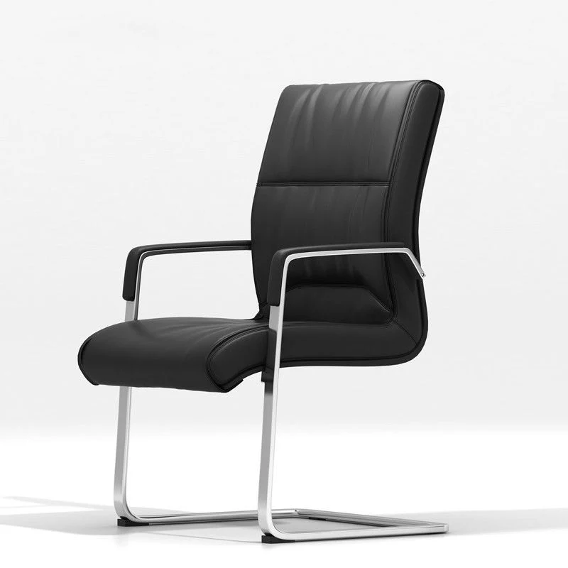 Chaise de bureau moderne d'ondulation à la maison aucune chaise de conférence en cuir de Faux de roues Clearhalo