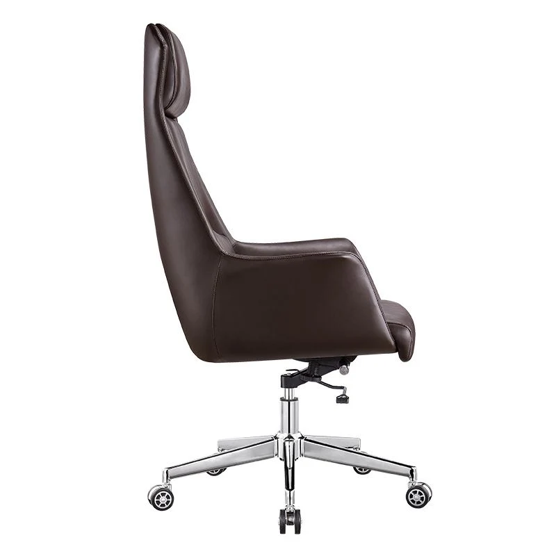 Chaise de bureau moderne à dossier mi-hauteur, chaise de direction en simili cuir marron Clearhalo