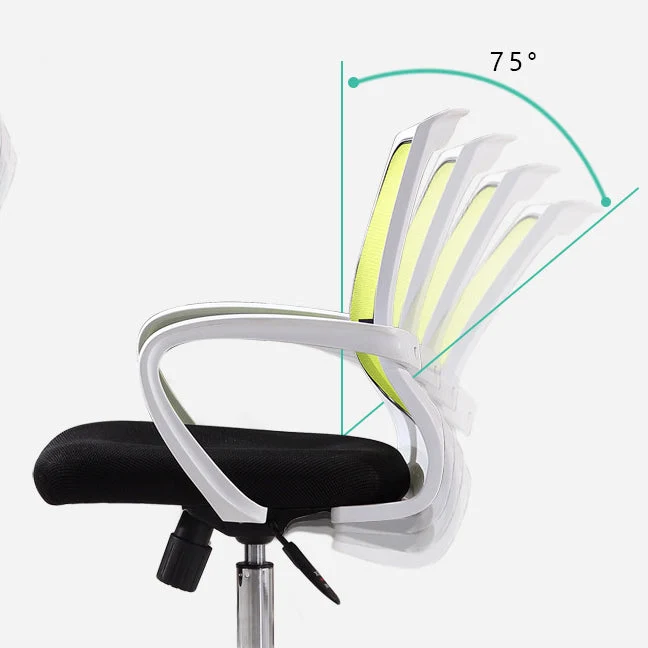 Chaise de bureau moderne à dossier moyen, en maille, à bras fixes, pour le bureau et la maison Clearhalo