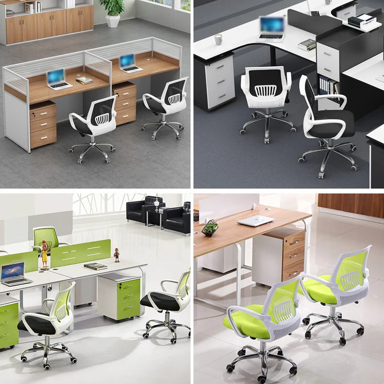 Chaise de bureau moderne à dossier moyen, en maille, à bras fixes, pour le bureau et la maison Clearhalo