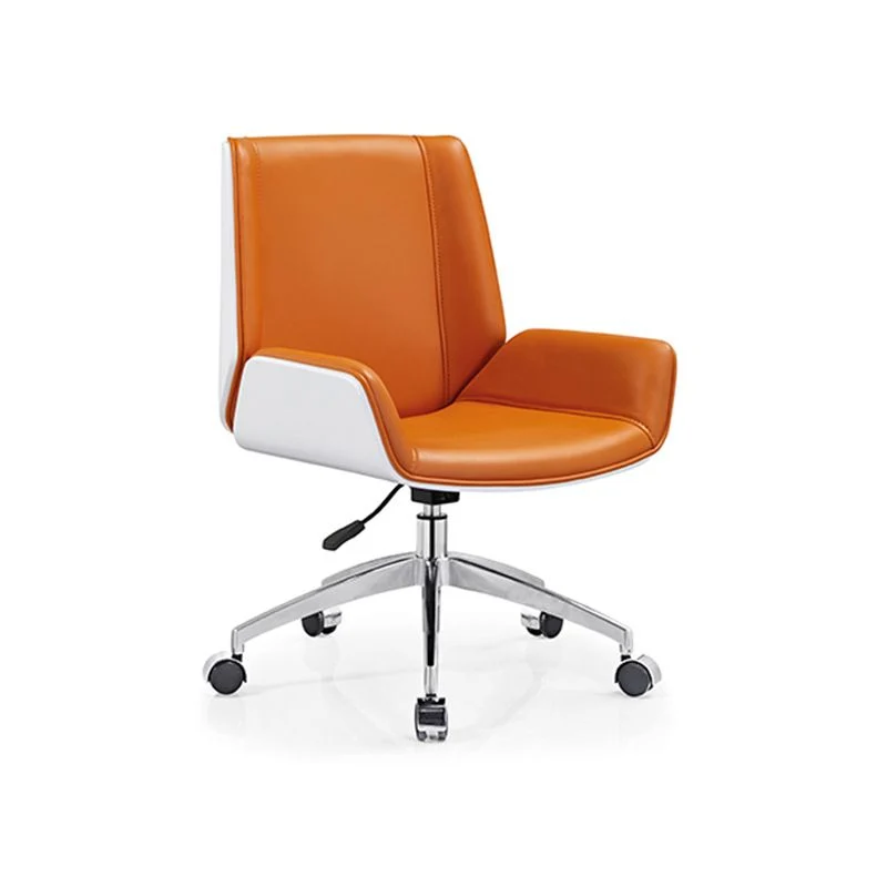 Chaise de bureau moderne à dossier orange pivotante avec roulettes, chaise de direction ergonomique Clearhalo