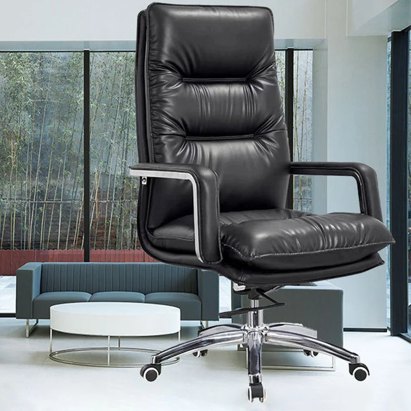 La chaise de bureau moderne de glissière capitonné des bras aucune chaise de bureau en cuir affligeante Clearhalo