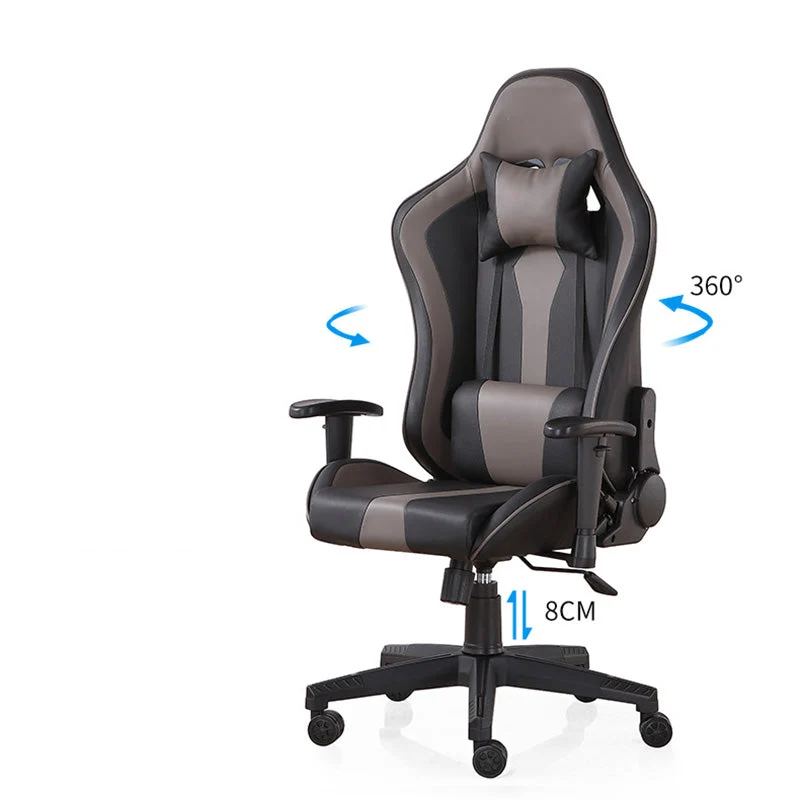 Chaise de bureau moderne, hauteur de siège réglable, chaise de bureau pivotante en simili cuir avec roulettes Clearhalo