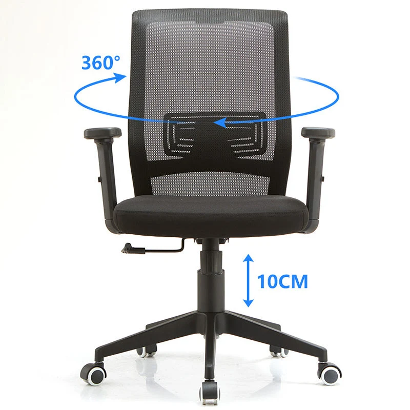 Chaise de bureau moderne, hauteur de siège réglable, chaise de bureau noire avec roulettes Clearhalo