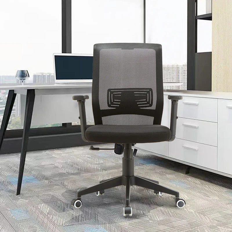 Chaise de bureau moderne, hauteur de siège réglable, chaise de bureau noire avec roulettes Clearhalo