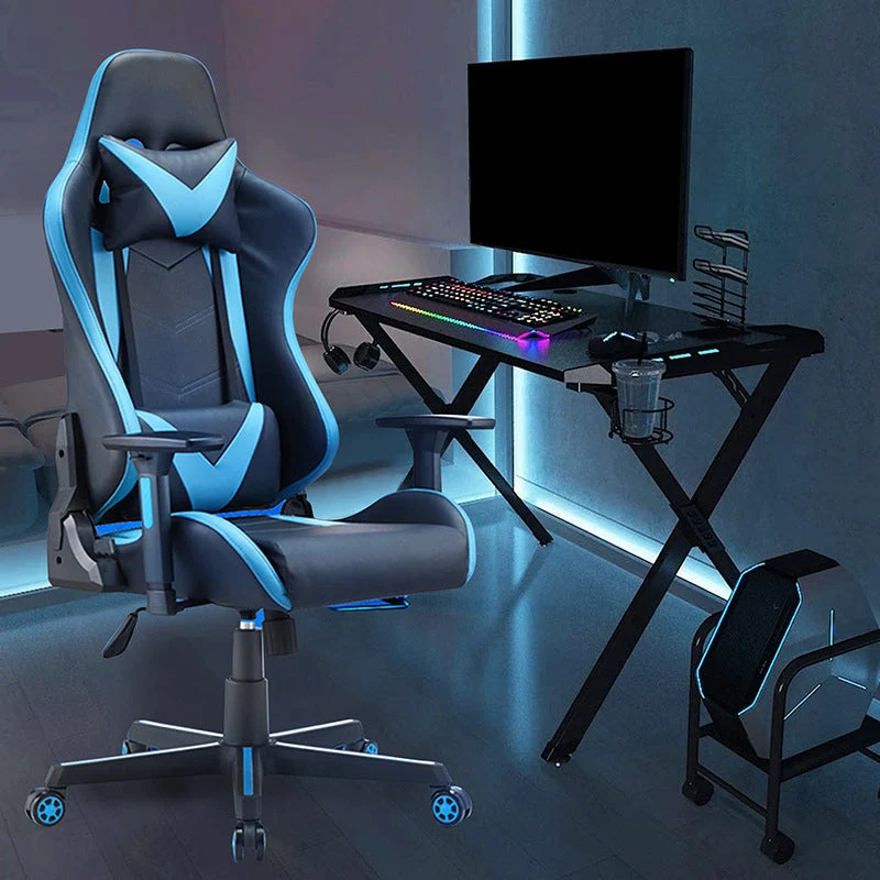 Chaise de bureau moderne, hauteur de siège réglable, oreiller inclus, chaise de bureau avec roulettes Clearhalo