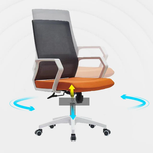 Chaise de bureau moderne en maille, chaise de conférence à dossier haut avec roulettes Clearhalo