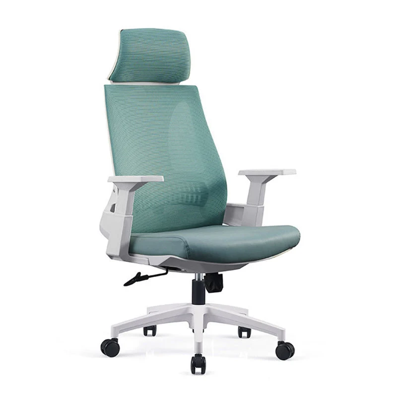 Chaise de bureau moderne en maille, chaise de conférence en noir/bleu, chaise à dossier haut avec roulettes Clearhalo