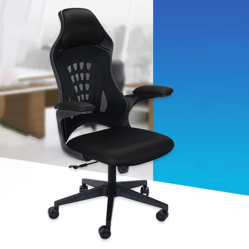 Chaise de bureau moderne en maille, chaise de conférence à dossier haut en noir Clearhalo