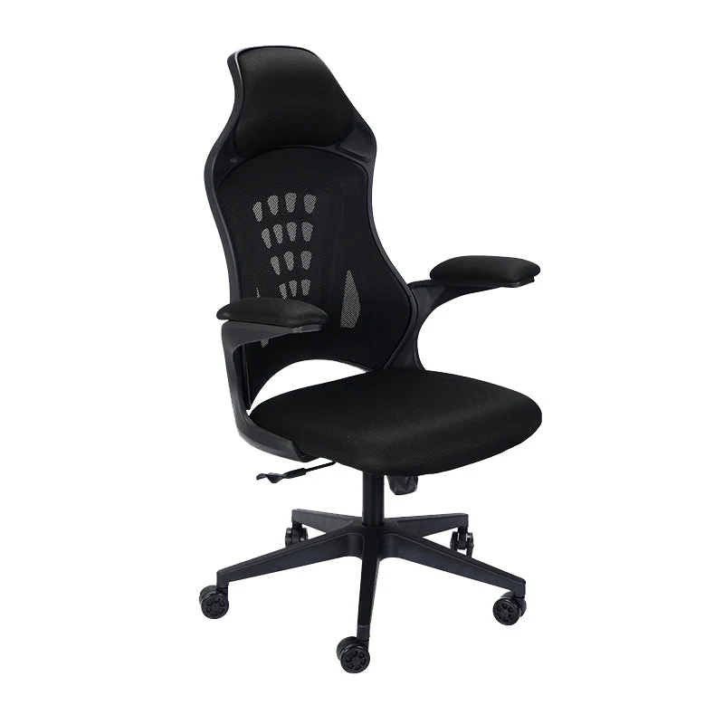 Chaise de bureau moderne en maille, chaise de conférence à dossier haut en noir Clearhalo