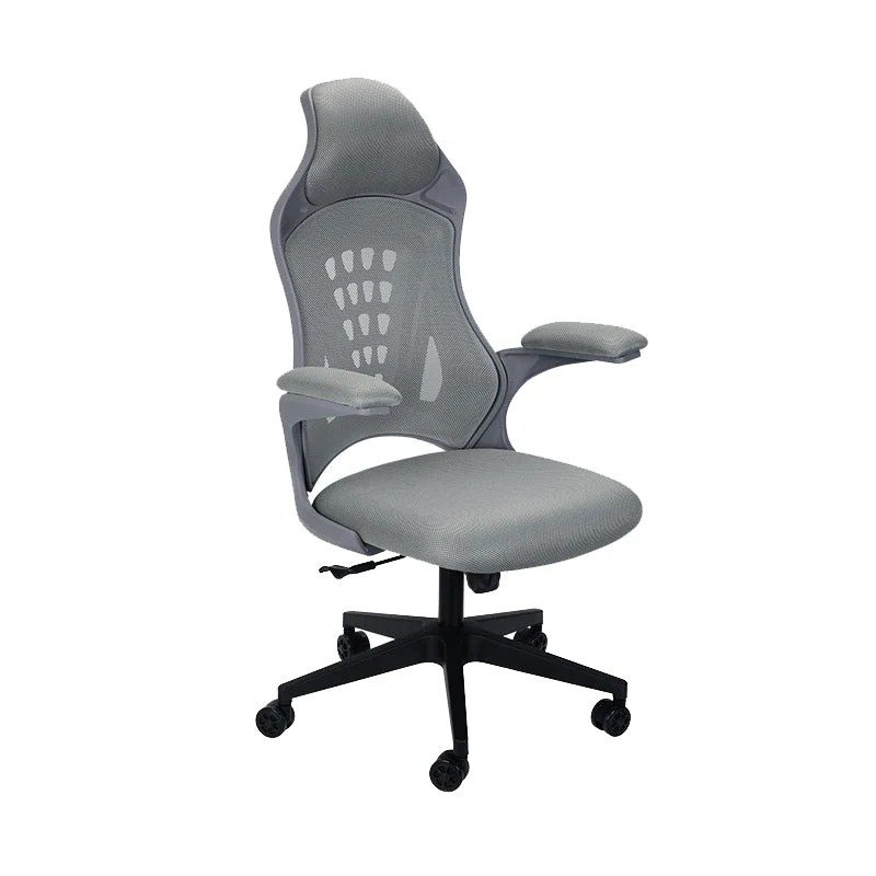 Chaise de bureau moderne en maille, chaise de direction pivotante, chaise à dossier haut en gris Clearhalo