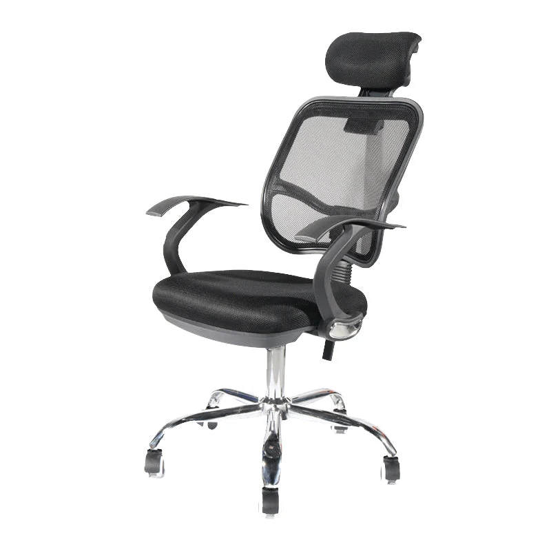 Chaise de bureau moderne en maille, chaise d'ordinateur à dossier haut avec roulettes et oreiller Clearhalo