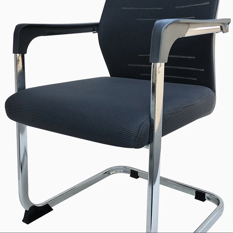 Chaise de bureau moderne en maille, chaise d'ordinateur noire à dossier moyen, sans roulettes Clearhalo
