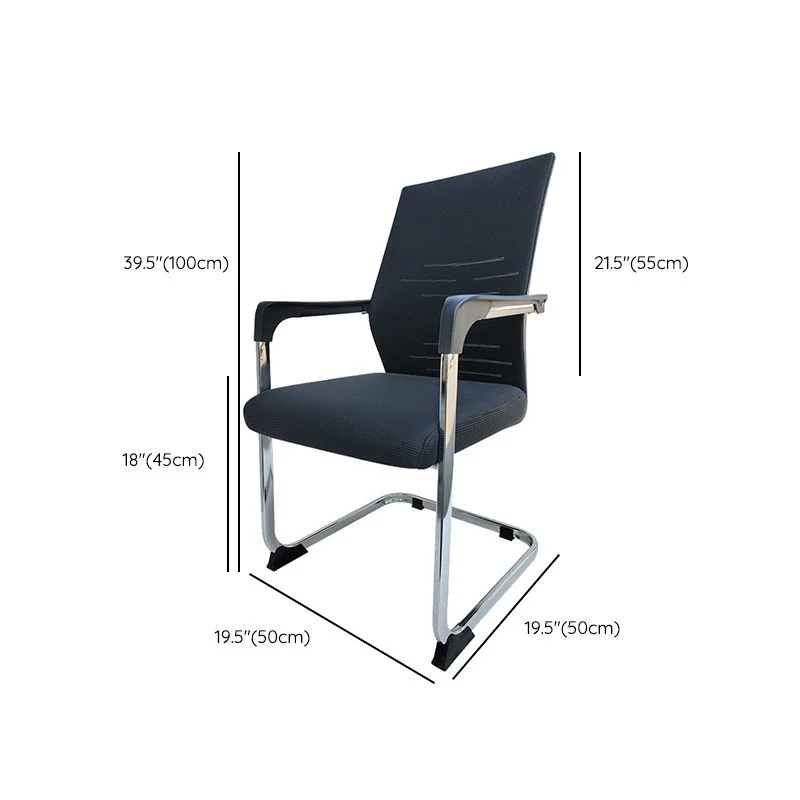 Chaise de bureau moderne en maille, chaise d'ordinateur noire à dossier moyen, sans roulettes Clearhalo