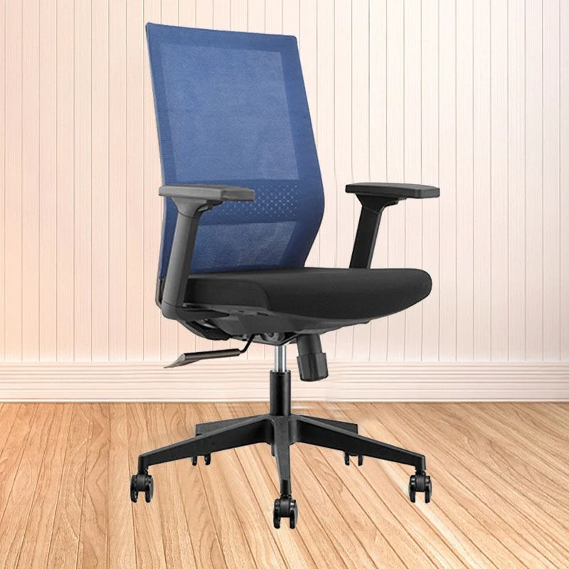 Chaise de bureau moderne en maille, chaise d'ordinateur en noir/bleu, à dossier moyen, avec roulettes Clearhalo
